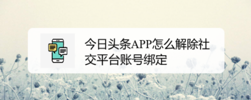 今日頭條怎么取消綁定社交平臺帳號